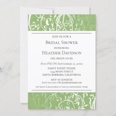 Green Elegant Flourish Bridal Shower Invite