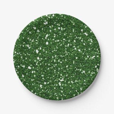 Green Emerald Sparkle Glitter Glam Custom Party Paper Plates