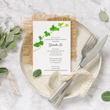 Green English Ivy Vine Garden Party Bridal Shower Invitations