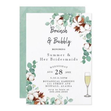 Green Eucalyptus and Cotton Bridesmaids Luncheon I Invitations