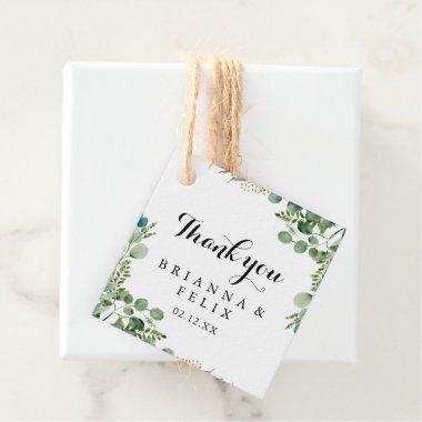 Green Eucalyptus Botanical Calligraphy Wedding Favor Tags