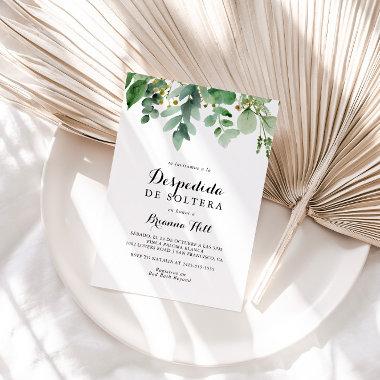 Green Eucalyptus Botanical Spanish Bridal Shower Invitations
