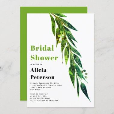 Green eucalyptus branch with leaves bridal shower Invitations