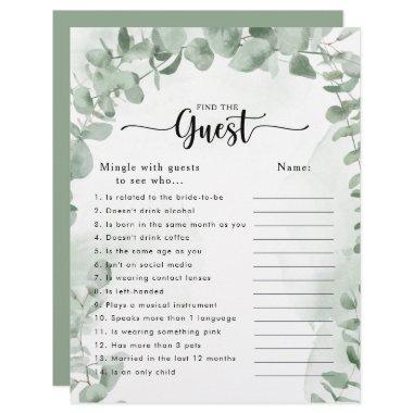 Green Eucalyptus Bridal Shower Find the Guest Game