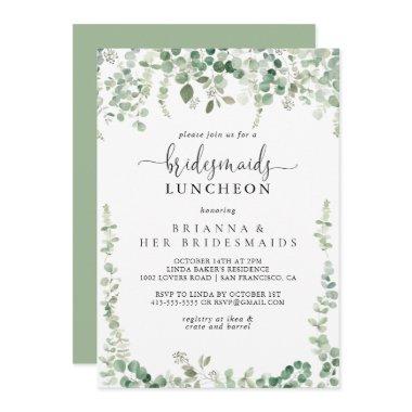 Green Eucalyptus Bridesmaids Luncheon Shower Invitations