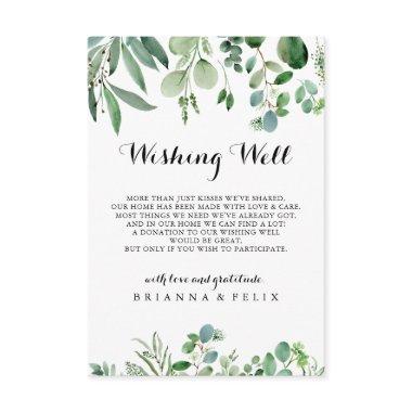 Green Eucalyptus Calligraphy Wedding Wishing Well Enclosure Invitations