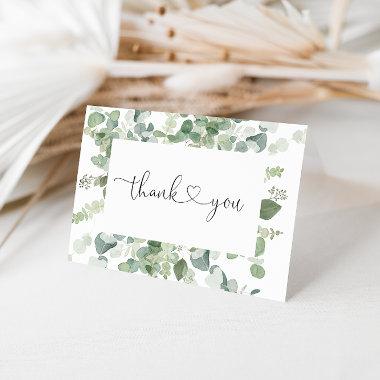 Green Eucalyptus Folded Wedding Thank You Invitations