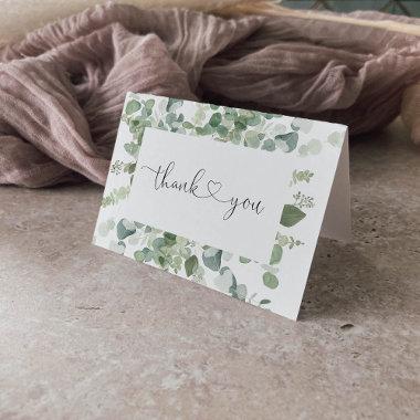 Green Eucalyptus Folded Wedding Thank You Invitations