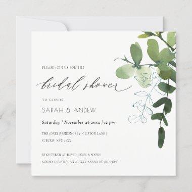 Green Eucalyptus Foliage Bridal Shower Invite