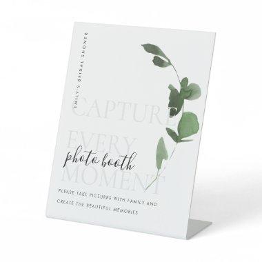 Green Eucalyptus Foliage Bridal Shower Photo Booth Pedestal Sign