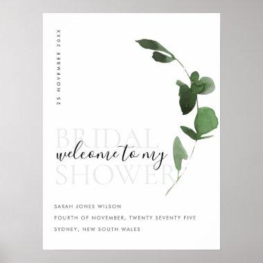 Green Eucalyptus Foliage Bridal Shower Welcome Poster