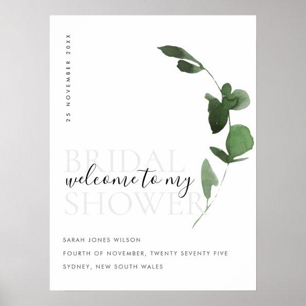 Green Eucalyptus Foliage Bridal Shower Welcome Poster