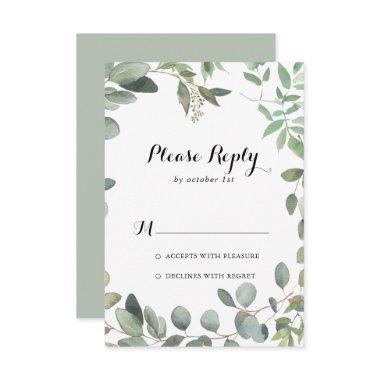 Green Eucalyptus Foliage Delight Calligraphy RSVP