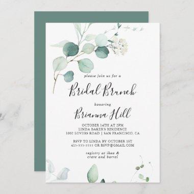 Green Eucalyptus Leaf Bridal Brunch Bridal Shower Invitations