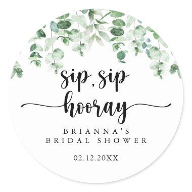 Green Eucalyptus Sip Sip Hooray   Classic Round Sticker