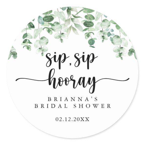 Green Eucalyptus Sip Sip Hooray   Classic Round Sticker