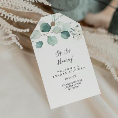 Green Eucalyptus Sip Sip Hooray Bridal Shower Gift Tags