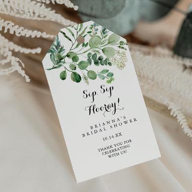 Green Eucalyptus Sip Sip Hooray Bridal Shower Gift Tags
