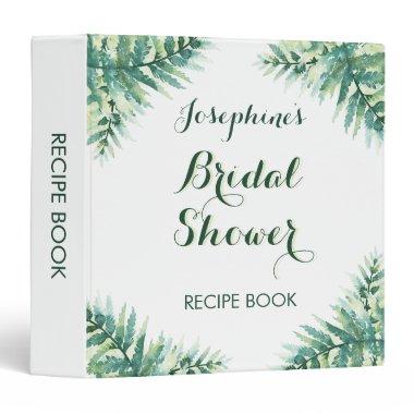 Green Fern Bridal Shower Recipe 3 Ring Binder