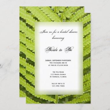 Green Fern Frond Bridal Shower Invitations