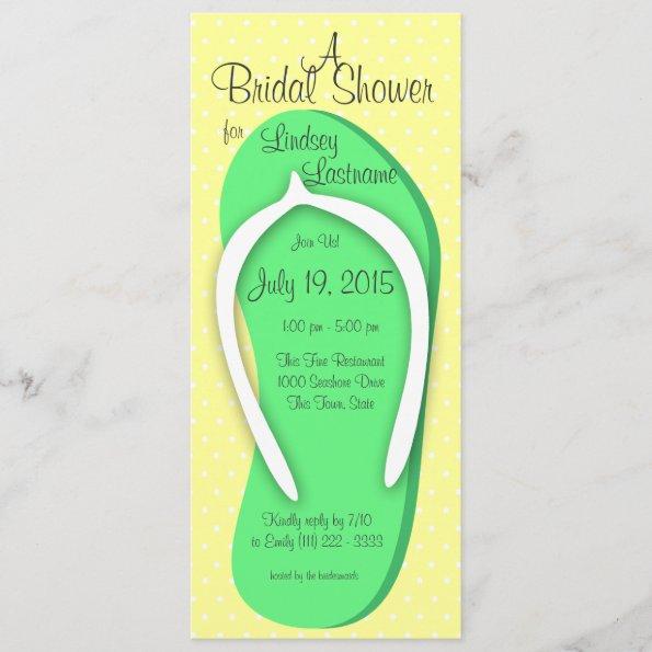 Green Flip Flop Bridal Shower Invitations