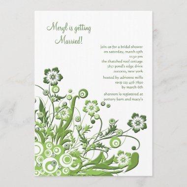 Green Floral Bridal Shower Invitations