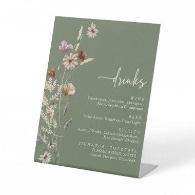 Green Floral Drinks Sign