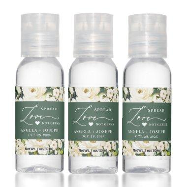 Green Foliage and White Roses Wedding Spread Love Hand Sanitizer