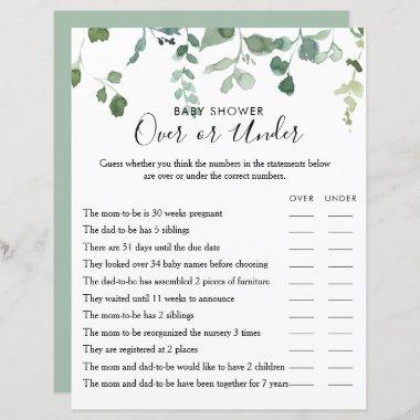 Green Foliage Over or Under Baby Shower Game