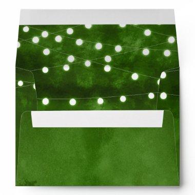Green Forest Rustic String Lights Invite Envelopes
