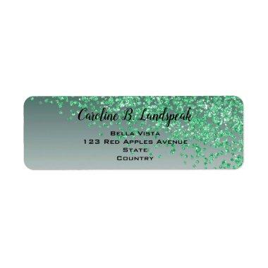 Green Glitter Modern Gradient Return Address Label