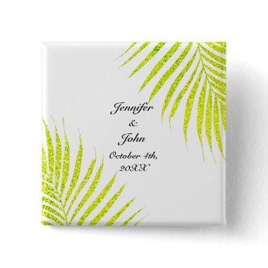 Green Glitter Palm Leaf Black Tropical Wedding Pin