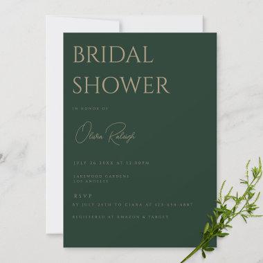 Green & Gold Elegant Bridal Shower Invitations