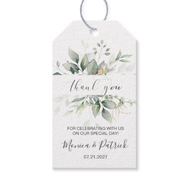 Green & gold foliage Wedding Thank You Gift Tags