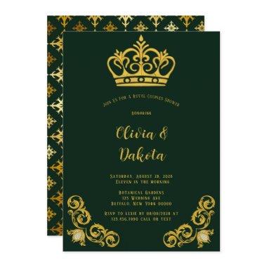 Green & Gold Royal Crown Couples Shower