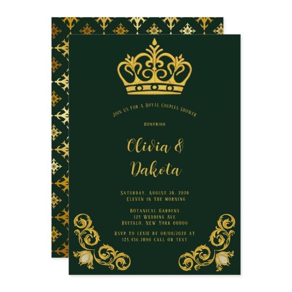 Green & Gold Royal Crown Couples Shower