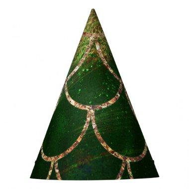 Green & Gold Shimmer Mermaid Fish Scales Party Hat