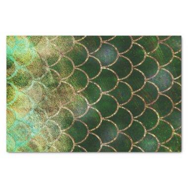 Green & Gold Shimmer Mermaid Fish Scales Tissue Paper