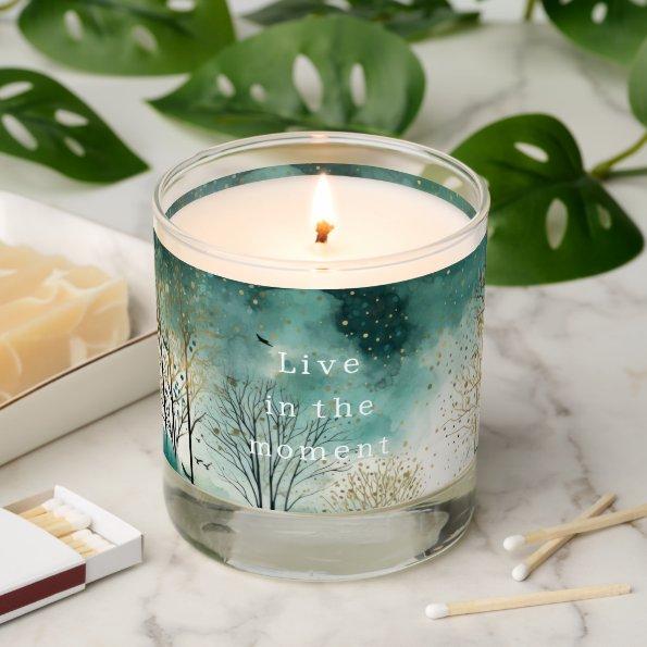 Green Gold Trees with Birds Christmas Scented Candle