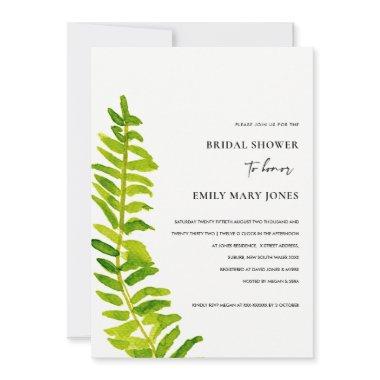 GREEN GOLD WATERCOLOUR FERN FOLIAGE