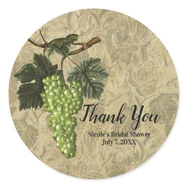 Green Grapes Rustic Elegant Wedding Party Favor Classic Round Sticker