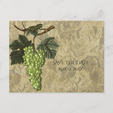 Green Grapes Vineyard Wedding Event Save The Date Announcement PostInvitations