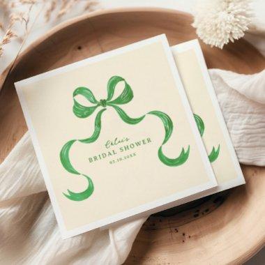 Green Hand Drawn Bow  Napkins