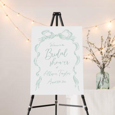 Green Hand Drawn Bow  welcome sign