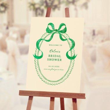 Green Hand Drawn Bow Frame  Welcome Foam Board
