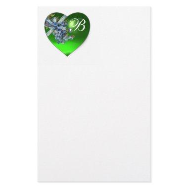 GREEN HEART & FORGET ME NOTS MONOGRAM STATIONERY