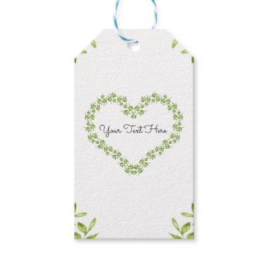 Green Heart Leaves Shabby Chic Greenery Wedding Gift Tags