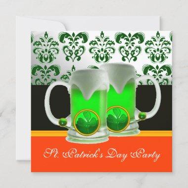 GREEN IRISH BEER GLASSES ,ST PATRICK DAY PARTY Invitations