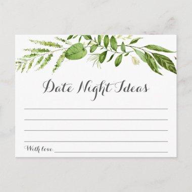 Green Leaf Date Night Ideas Invitations, Rustic Greenery PostInvitations
