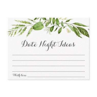 Green Leaf Date Night Ideas Invitations, Rustic Greenery PostInvitations